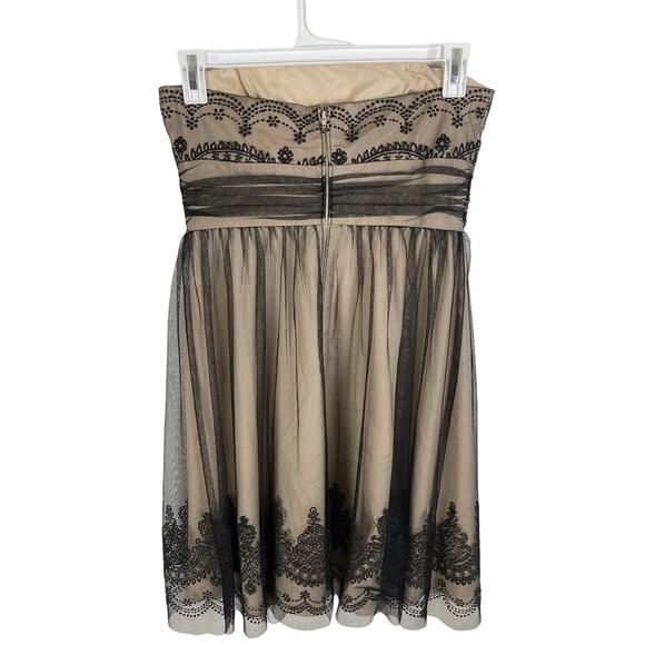 David’s Bridal Black Beaded Sheer Lace Strapless Formal Mini Dress Size 10 - Picture 3 of 7